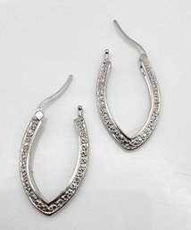 NIB Cubic Zirconia Sterling Silver Hoop Earrings 4.1 G