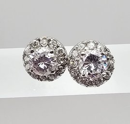 NIB Cubic Zirconia Sterling Silver Earrings 2.1 G