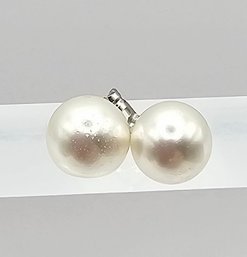 Pearl Sterling Silver Earrings 1.7 G Approximately 8.2 MM