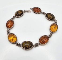 Amber Sterling Silver Cabochon Bracelet 16.5 G