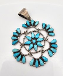 Native/southwestern? Turquoise Sterling Silver Pendant 12 G