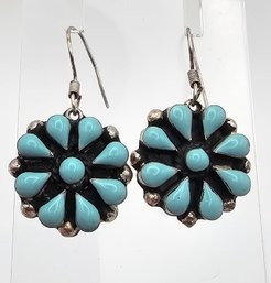 Lateado Turquoise Sterling Silver Drop Dangle Earrings 6.9 G