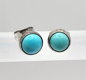 Southwestern Turquoise Sterling Silver Earrings 1 G