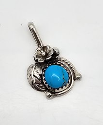 O Sterling Southwestern Turquoise Sterling Silver Pendant 1.9 G