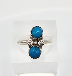 Southwestern Turquoise Sterling Silver Ring Size 5.25 2.1 G