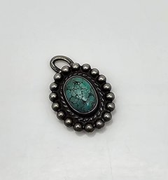 Native/Southwestern? Turquoise Sterling Silver Pendant 1.9 G
