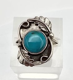 Native/Southwestern Turquoise Sterling Silver Ring Size 6.75 4.4 G