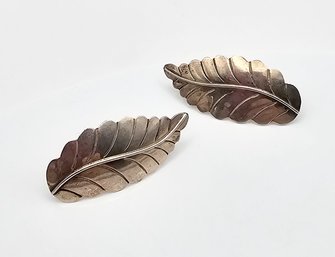 Native JE Jimmie Etsate Zuni? Sterling Silver Leaf Earrings 6.1 G