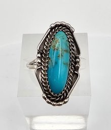 Southwestern Turquoise Sterling Silver Ring Size 5.75 3.8 G