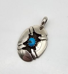 Native/Southwestern? Turquoise Sterling Silver Pendant 1.6 G