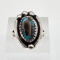 Native/Southwestern Turquoise Sterling Silver Ring Size 5.25 5 G