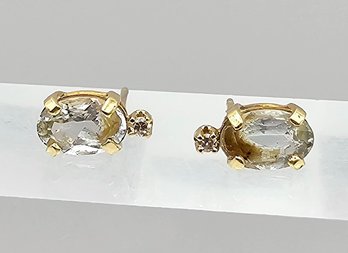 Aquamarine 14K Gold Earrings 0.6 G