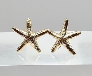 'AM' ? 14K Gold Starfish Earrings 0.1 G