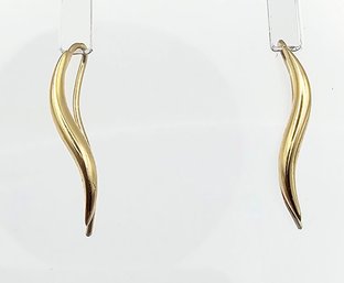 14K Gold Wave Dangle Earrings 1 G