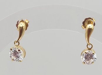 'YCO' Cubic Zirconia 14K Gold Drop Dangle Earrings 1.4 G