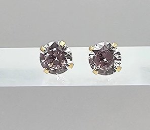P Clear Stone 14K Gold Earrings 0.7 G