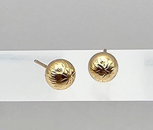 14K Gold Textured Ball Stud Earrings 0.2 G