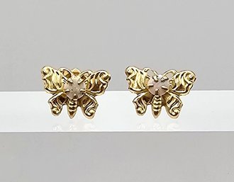 Opal 14K Gold Butterfly Earrings 0.7 G