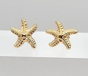 14K Gold Starfish Earrings 0.4 G