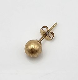 14K Gold Ball Stud Single Earring 0.2 G