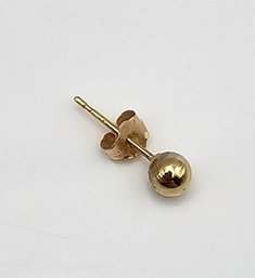 14K Gold Ball Stud Single Earring 0.3 G