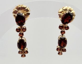 Garnet 14K Gold Drop Dangle Earrings 3.6 G Approximately 2 TCW