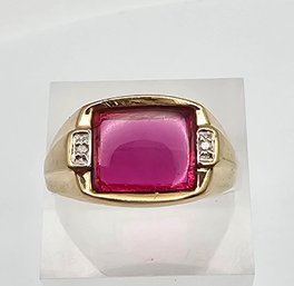 Ruby Diamond 10K Gold Cocktail Ring Size 9.25 4.9 G Approximately 5 TCW