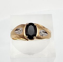 P Onyx Diamond 10K Gold Cocktail Ring Size 9.5 2.9 G