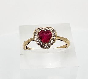'EC' Ruby 10K Gold Cocktail Ring Size 6.5 1.8 G