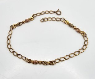 'L' 10K Gold Floral Bracelet 2.4 G