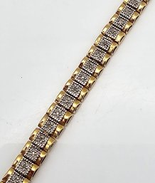 'CI99' Diamond Gold Over Sterling Silver Tennis Bracelet 17.2 G