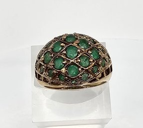 Ross Simons Emerald Gold Over Sterling Silver Cocktail Ring Size 7.75 7.5 G