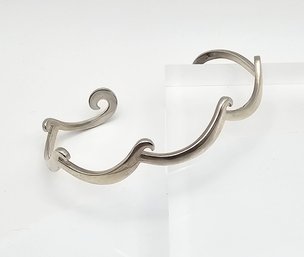 Sterling Silver Wave Cuff Bracelet 13.5 G