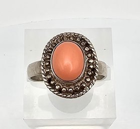 Pink Cabochon Sterling Silver Ring Size 8.25 4.5 G