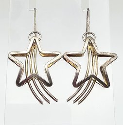 Sterling Silver Shooting Star Drop Dangle Earrings 4.4 G