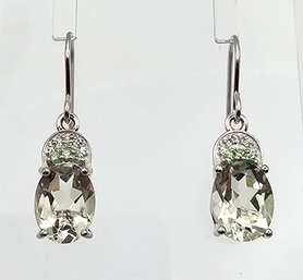 'N' Quartz Sterling Silver Drop Dangle Earrings 3.7 G