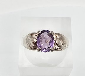 'HAN' Amethyst Sterling Silver Cocktail Ring Size 6.75 3.4 G
