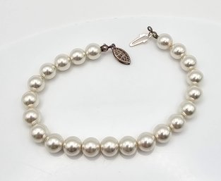 Pearl Sterling Silver Bracelet 15.5 G