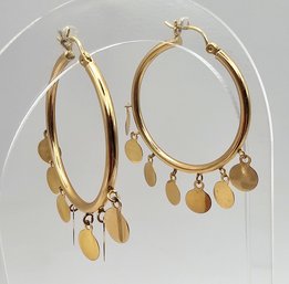 'HAMA' 14K Gold Hoop And Dot Gypsy Style Earrings 3 G