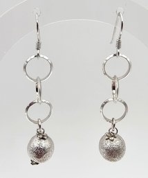 Milor Italy Sterling Silver Ball Drop Dangle Earrings 3.6 G
