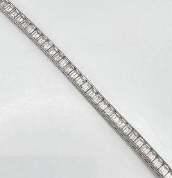 'SW' Cubic Zirconia Sterling Silver Tennis Bracelet 16.4 G