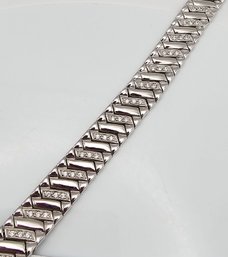 'FAS' Cubic Zirconia Sterling Silver Tennis Bracelet 35.1 G