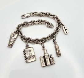 Sterling Silver Charm Bracelet 35.6 G