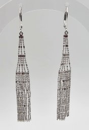 'JCM' Sterling Silver Fringe Chain Dangle Earrings 3.1 G