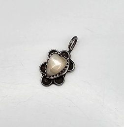 'Silver Leaf' Mother Of Pearl Sterling Silver Pendant 1.2 G