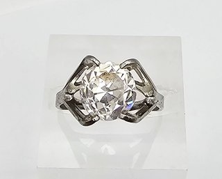 'AB' Rhinestone Sterling Silver Cocktail Ring Size 5.5 2.6 G