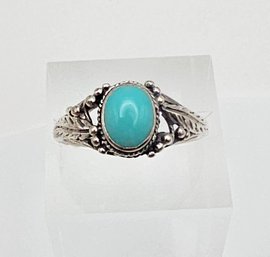 'CW' Turquoise Sterling Silver Ring Size 7 3.5 G