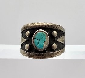 Southwestern Turquoise Sterling Silver Ring Size 6.25 6.3 G