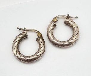 Italy Sterling Silver Hoop Earrings 3.4 G