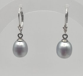 'LUC' Pearl Sterling Silver Drop Dangle Earrings 4 G